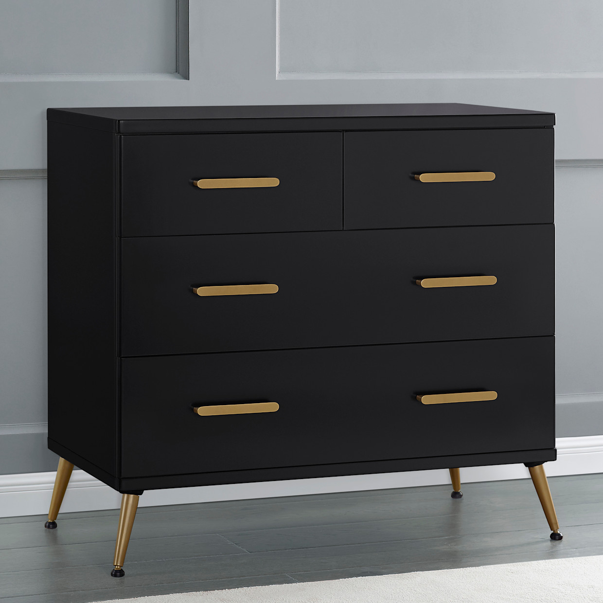 Delta Children Sloane 4 Drawer Dresser with Changing Top - Black Ebony/Bronze.