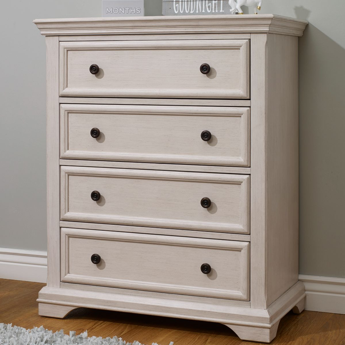 Sorelle Portofino 4 Drawer Dresser - Brushed Ivory.