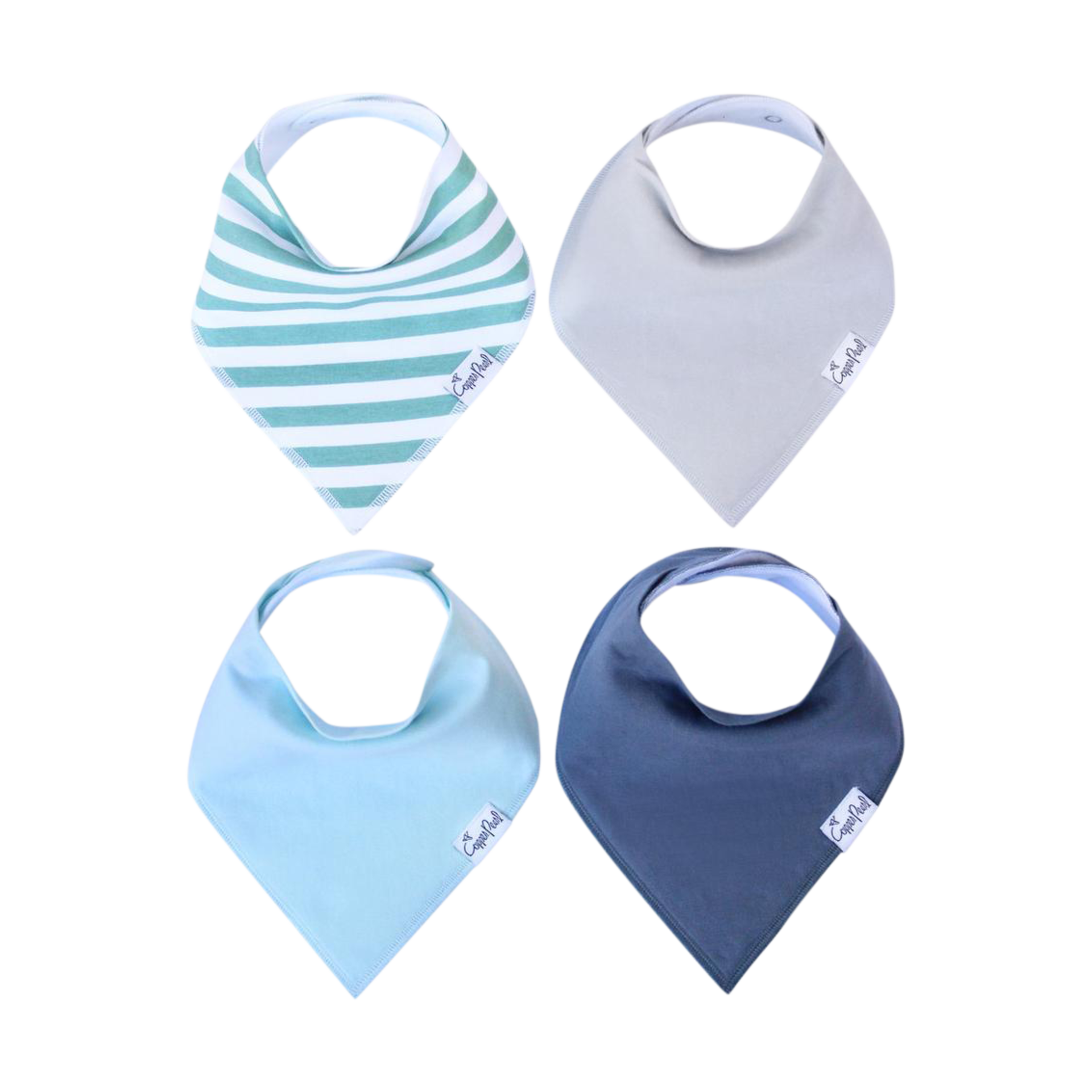Copper Pearl 4 Pack Soft Cotton Baby Bibs for Drooling and Teething, Absorbent Drool Bibs for Baby Girl and Boy, Adjustable to Fit Newborns to Toddlers, Tons of Styles (Oxford)