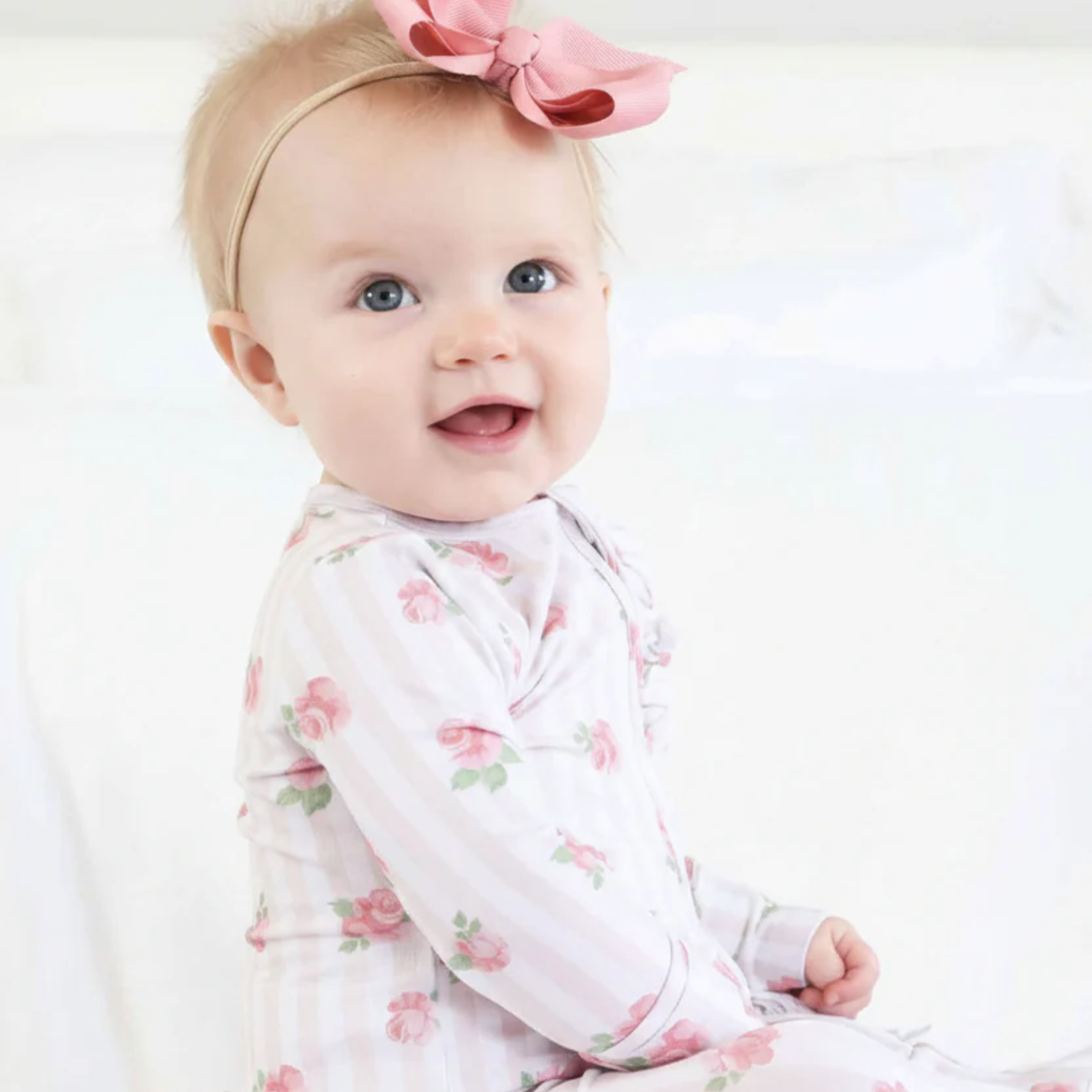 Caden Lane Ruffle Zipper Footie - Rosy & Cozy, 0-3 M.