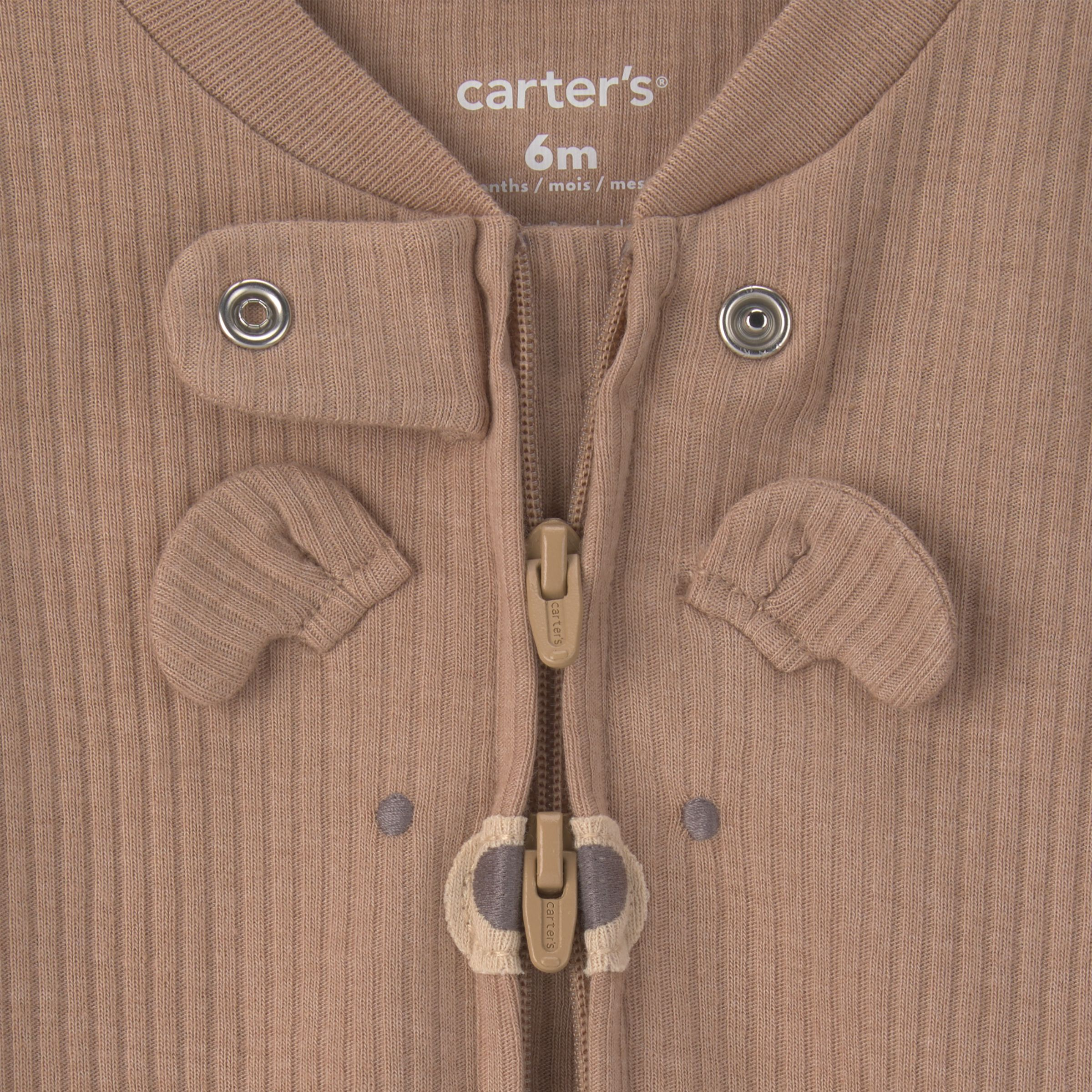 Carter's Snug Fit Sleep & Play Pajamas - Brown Bear, 6M.