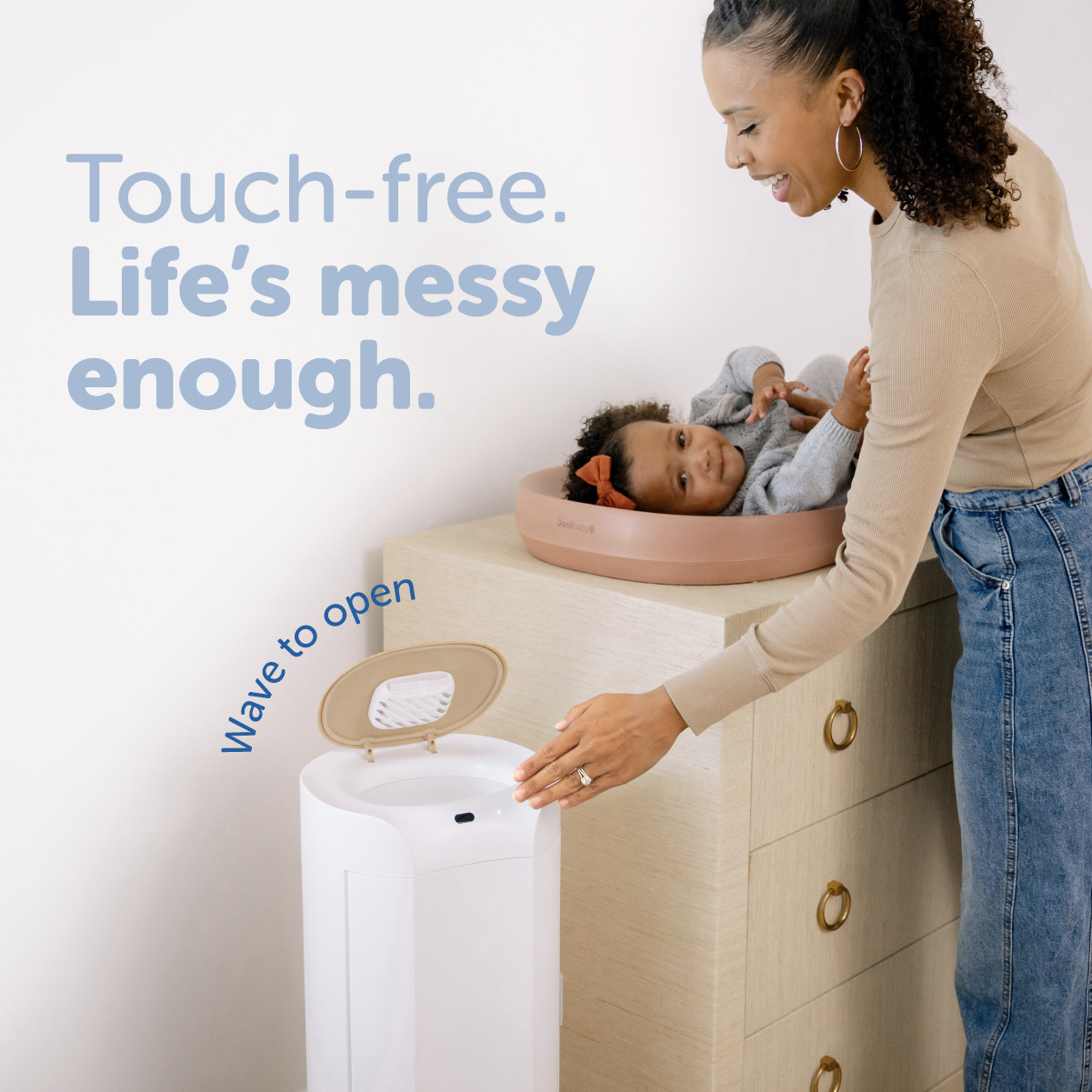 Jool Baby SmartWave Plus Touch-Free Diaper Pail.