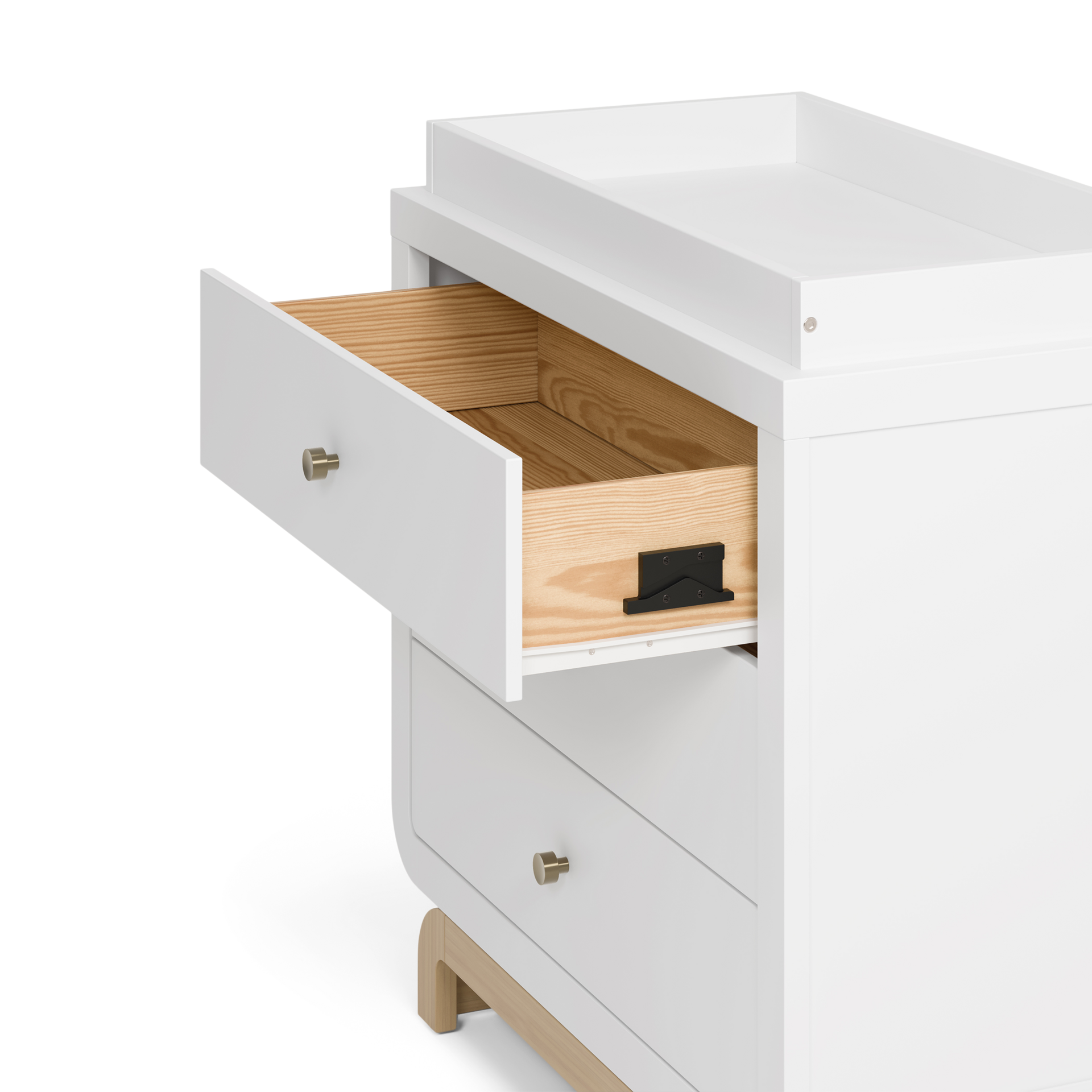 Storkcraft Santorini 3 Drawer Chest with Removable Changing Topper - White With Driftwood.