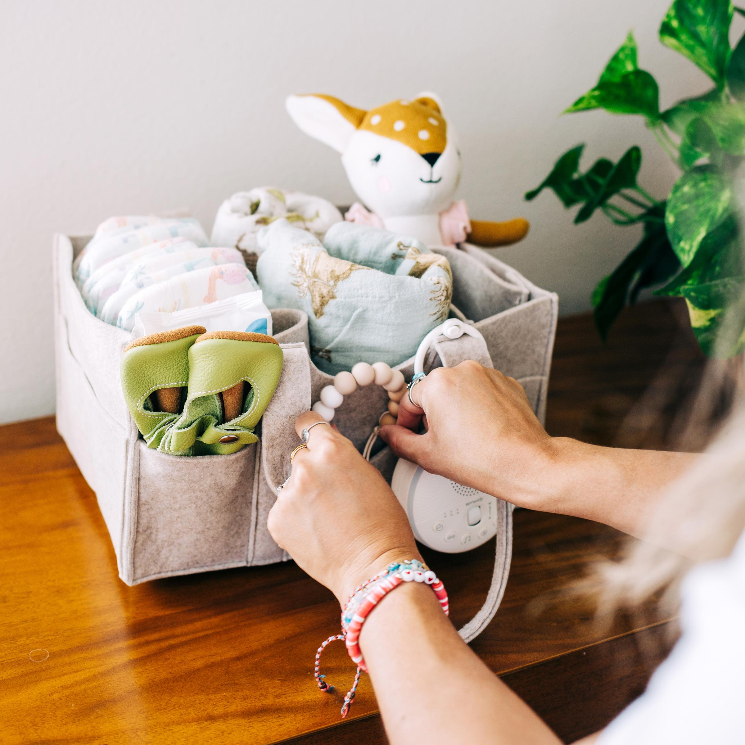 Sprucely Felt Diaper Caddy - Heather Oat, Medium.