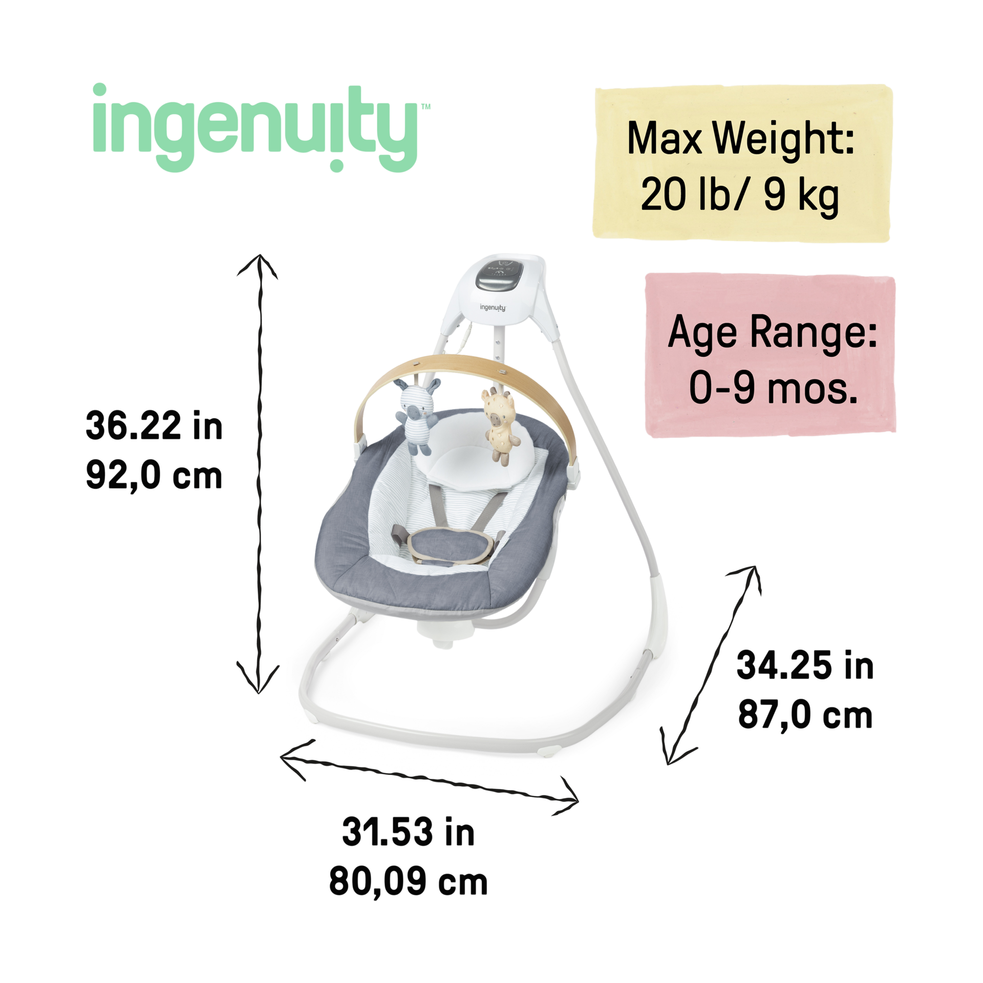 Ingenuity SimpleComfort Compact Soothing Baby Swing - Chambray.