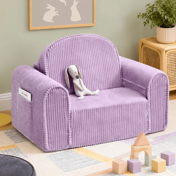 Tiny Land GentleSnug Corduroy Kid Chair - Purple.