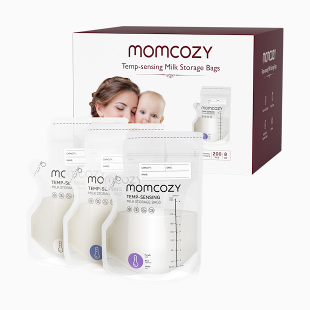 Momcozy Easy-Pour Temp-Sensing Milk Storage Bags.