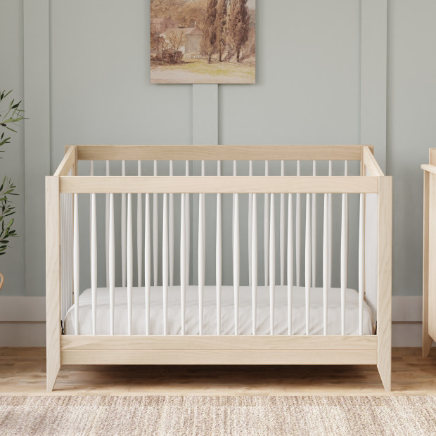 babyletto Sprout 4-in-1 Convertible Crib with Toddler Bed Conversion Kit - Washed Natural/White.