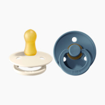 BIBS Pacifiers Colour Collection | Natural Rubber Baby Pacifier | Set of 2 BPA-Free Soothers | Made in Denmark | 6+ Months (Pack of 2) | Ivory/Petrol