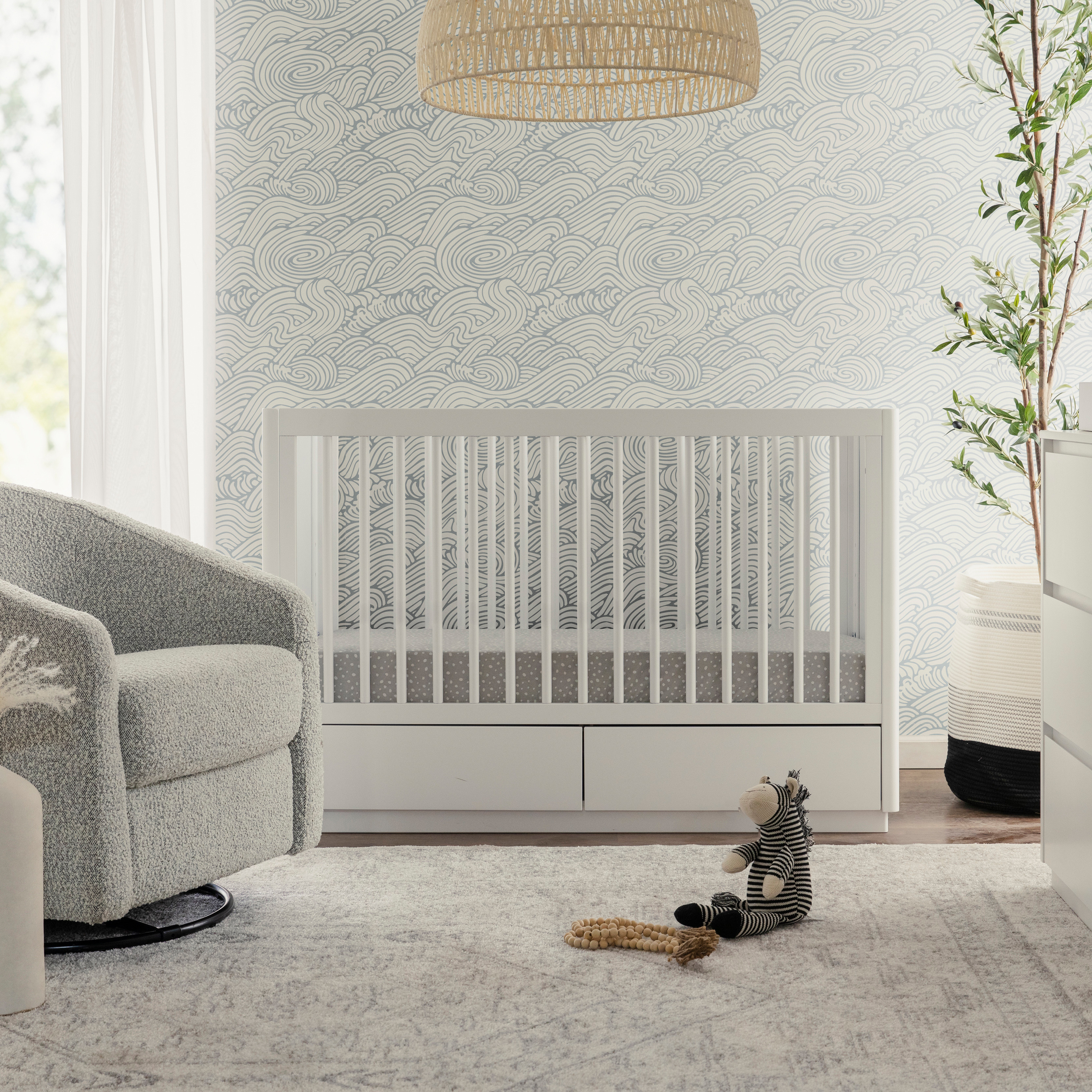 babyletto Bento 3-in-1 Storage Crib with Toddler Bed Conversion Kit - White.