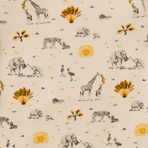 Tiny Kind Printed Short Sleeve Organic Cotton Bodysuit - Safari Family, 9-12 M.