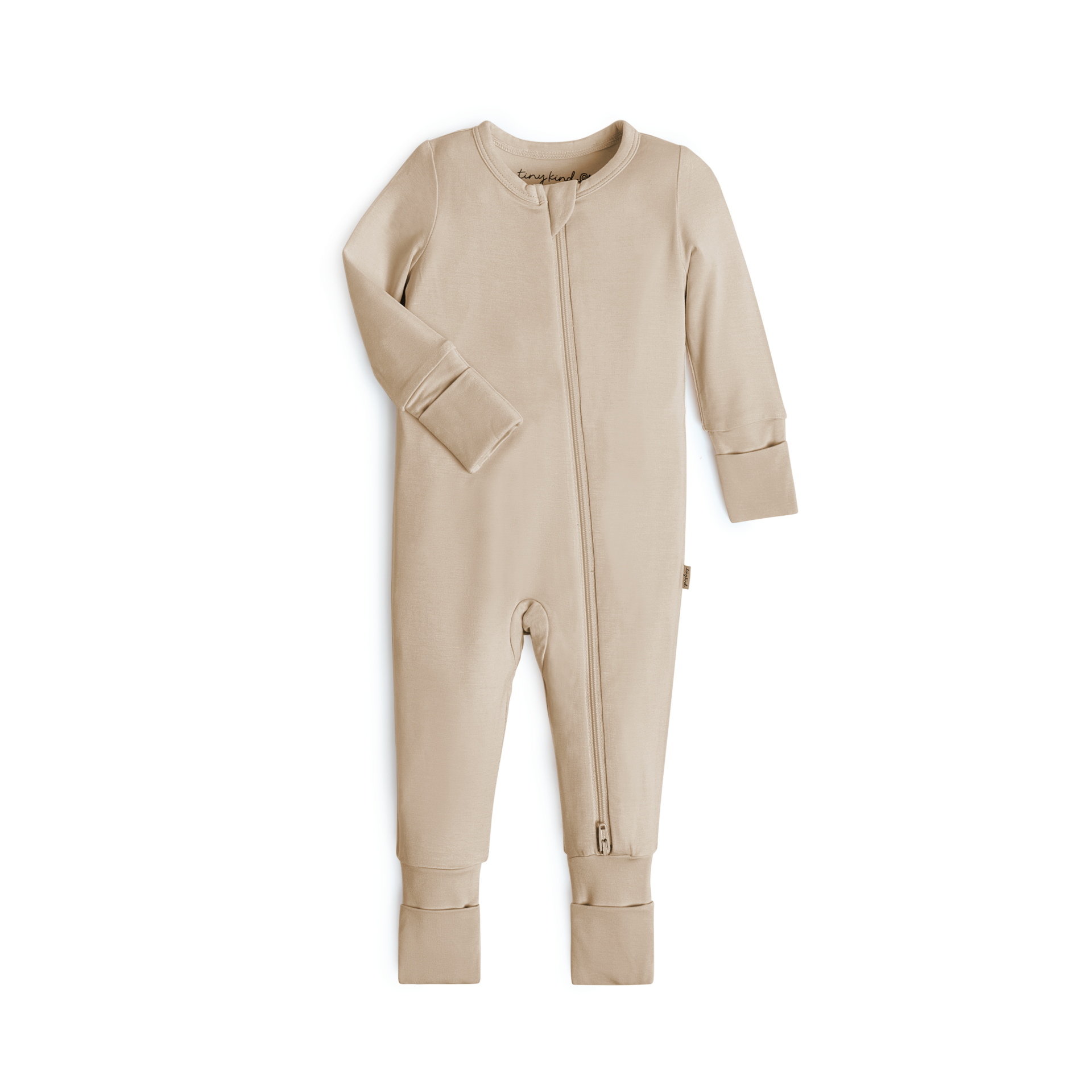 Tiny Kind Bamboo Viscose Convertible Footie - Oat, 0-3 M.