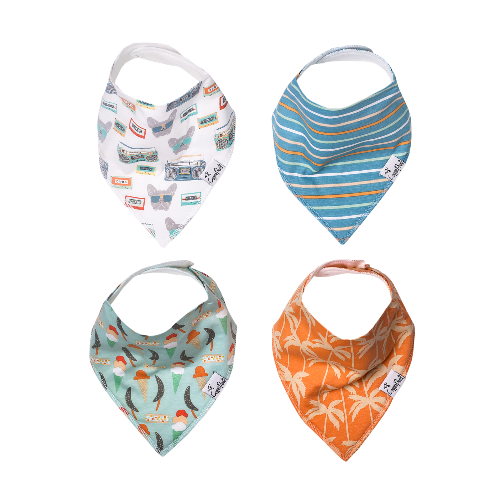 copper and pearl bibs