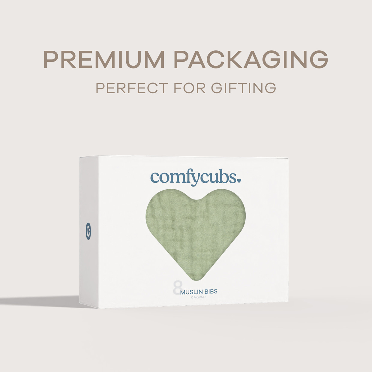 Comfy Cubs Muslin Bibs with Adjustable Snaps (8 Pack) - Sage, 8.