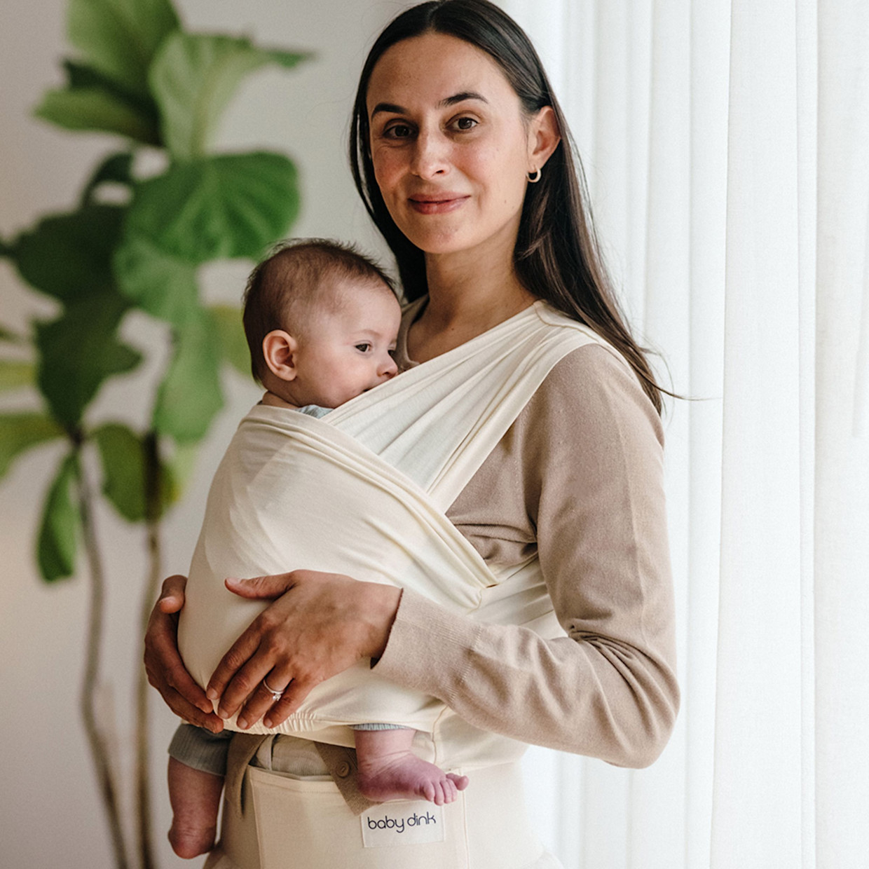 BabyDink T-Shirt Newborn Wrap Carrier - Ecru, XL.