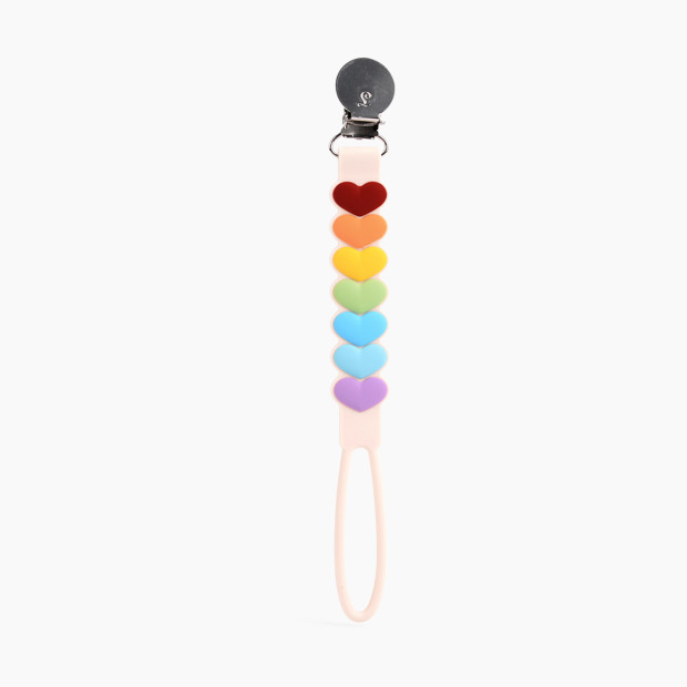 Loulou Lollipop Silicone Pacifier Clip - Sweetheart Rainbow.