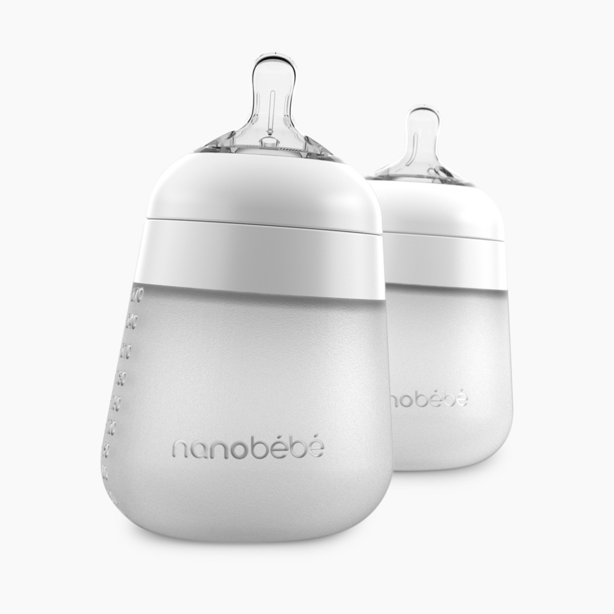 Nanobebe Flexy Silicone Baby Bottle - White, 9oz, 2.