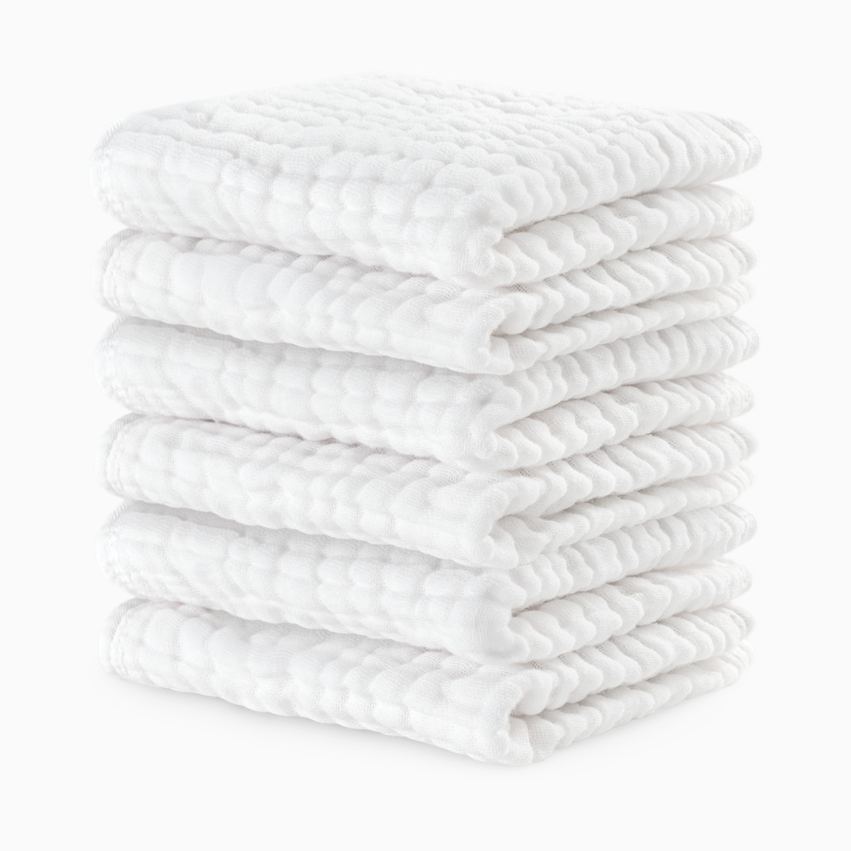Comfy Cubs 6-Layer Muslin Baby Washcloths Set - White, 6.