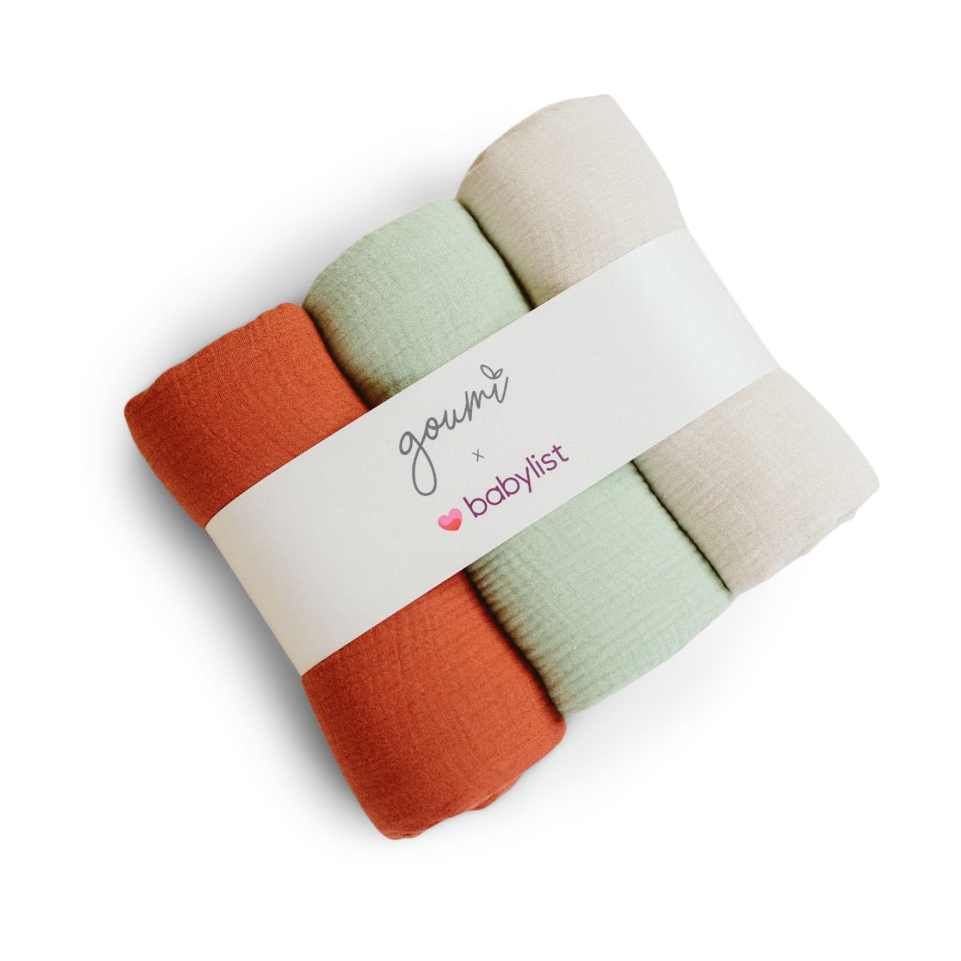 Goumi Kids x Babylist Muslin Swaddle Set (3 Pack) Clay Babylist Shop