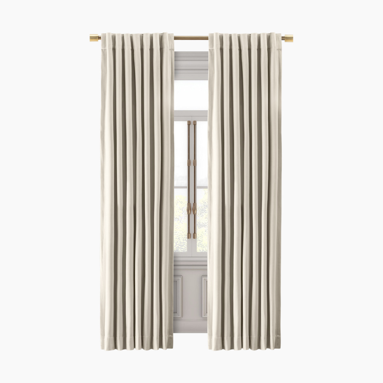 Ricardo Trading Premium Velvet Rod Pocket With Back Tabs Panel - Bone, 50"W X 96"L, 1.