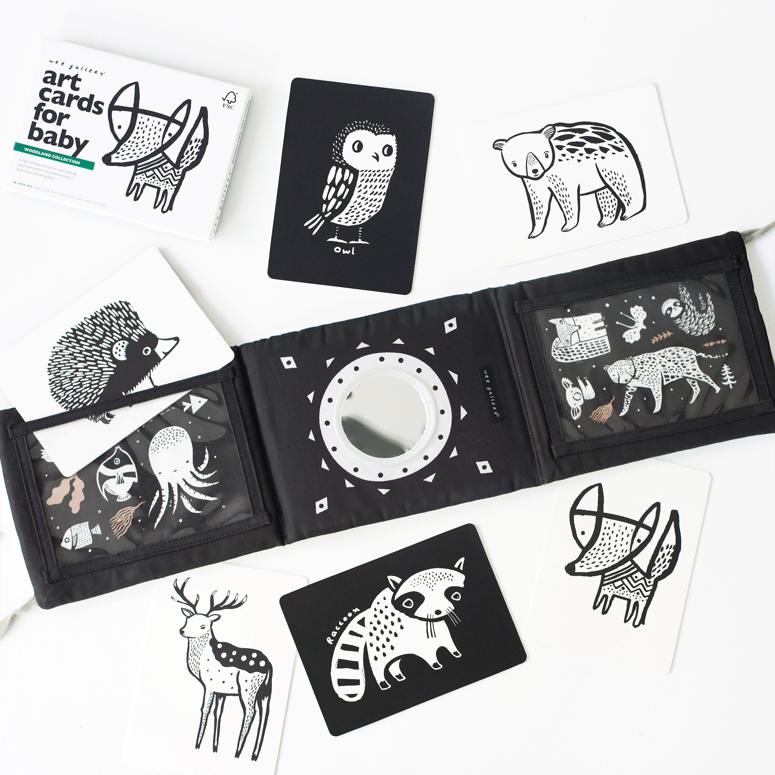 Wee Gallery Tummy Time Art Bundle with Gift Box - Woodland.