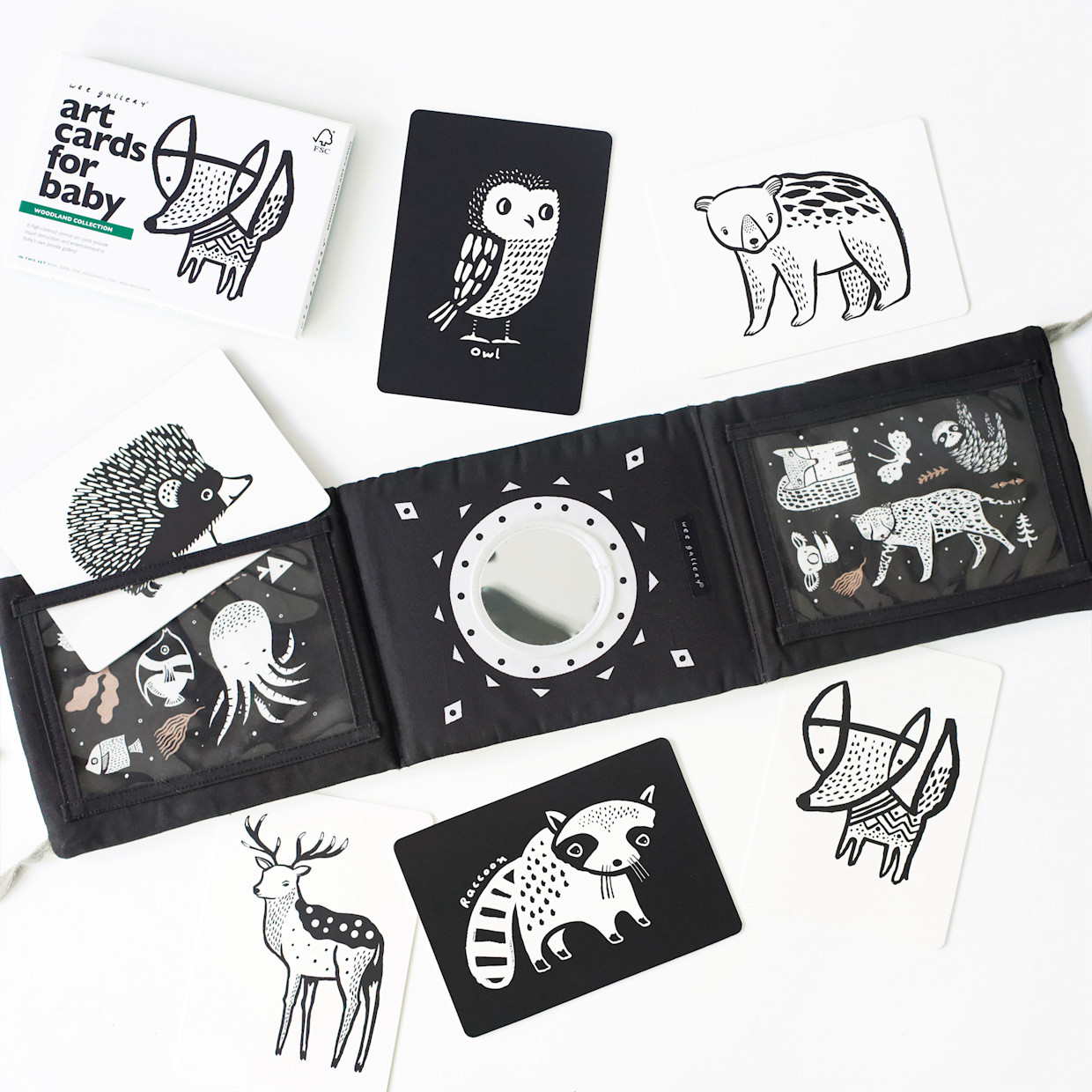 Wee Gallery Tummy Time Art Bundle with Gift Box - Woodland.