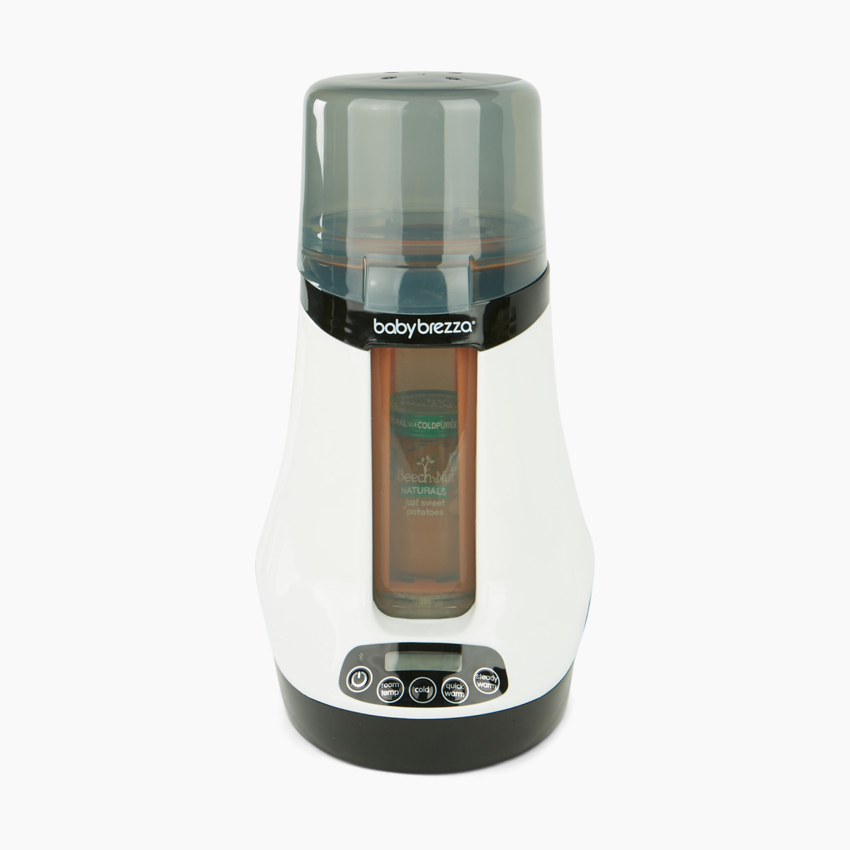 Baby Brezza Safe & Smart Bluetooth Connected Bottle Warmer - White On Black.