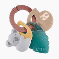 Itzy Ritzy Teething Keys Baby Teether Toy - Features a Braided Texture Ring & Keys, Includes a Water-Filled Leaf-Shaped Teether & Silicone Sloth & Koala Teething Toys, Ideal for Ages 3 Months & Up