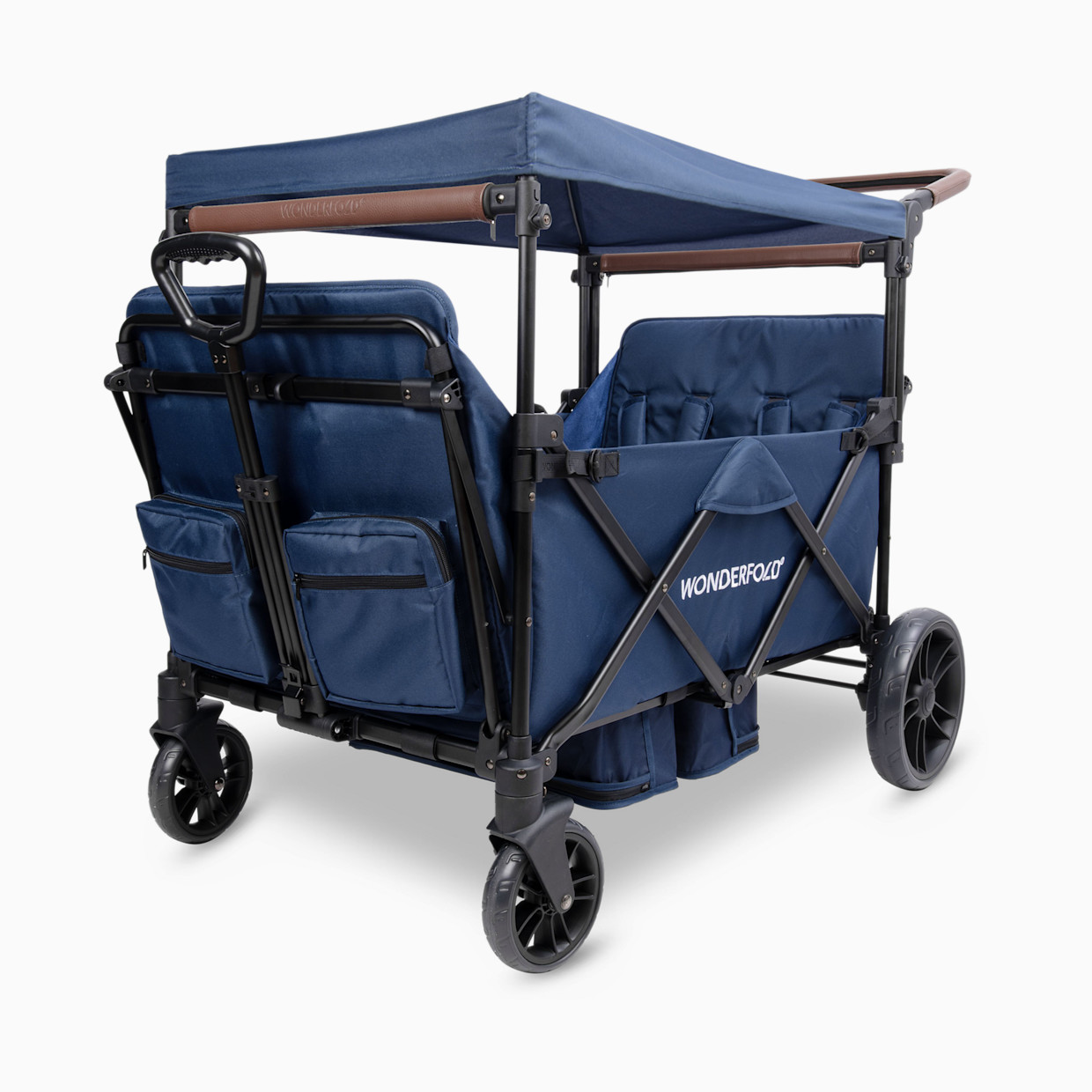 WonderFold Wagon Push & Pull Double Stroller Wagon - Navy.