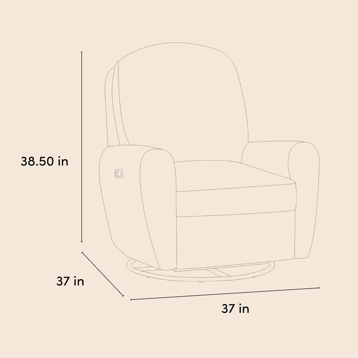 Storkcraft Amalfi Deluxe Power Recliner Swivel Glider - Ivory Boucle.