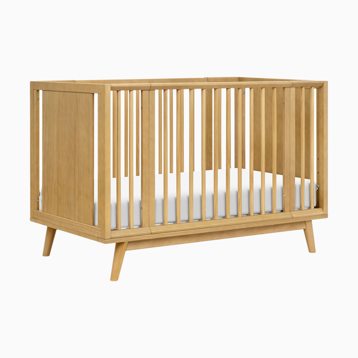 babyletto Palma 8-in-1 Convertible All-Stages Crib with Bassinet & Toddler Bed Kits - Honey.