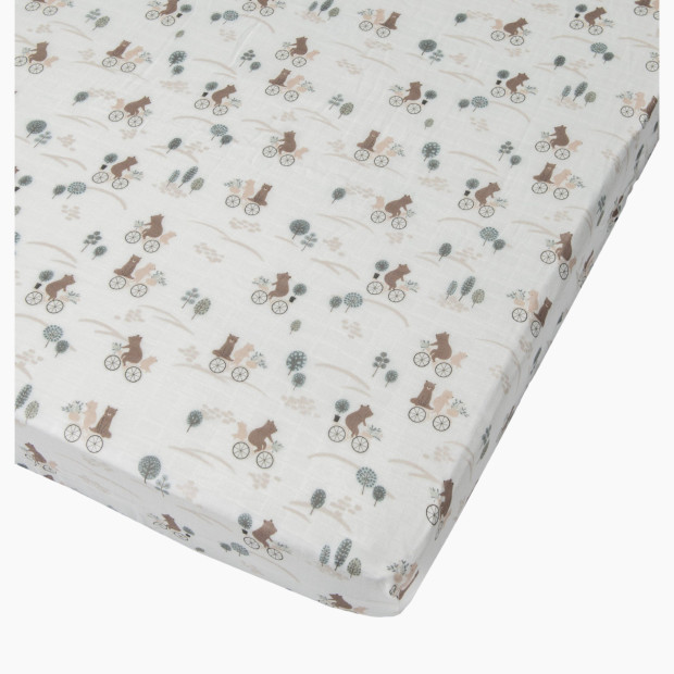 Loulou Lollipop Cotton & Bamboo Fitted Crib Sheet - Bears On Bikes.