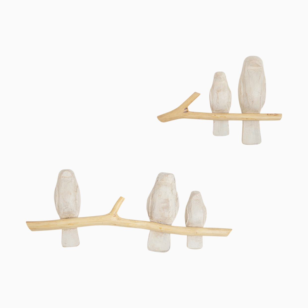 Crane Baby Hand Carved Birds Wall Decor - Birds On Branch.