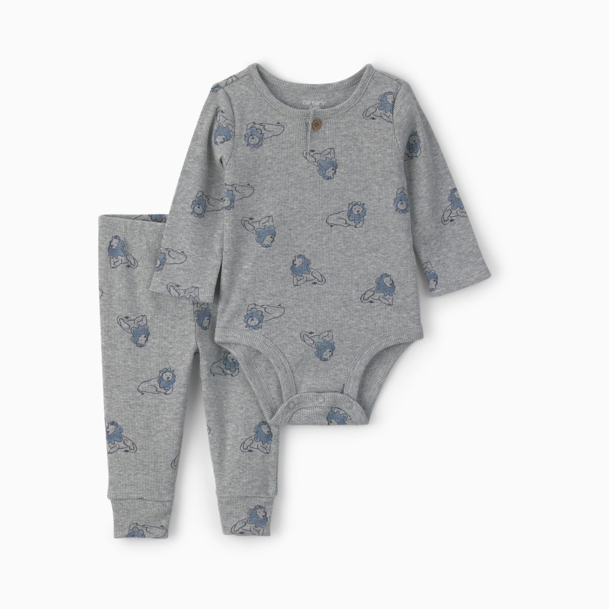 Carter's Bodysuit & Pant Set Outfit Set - Gray Lion, Nb.