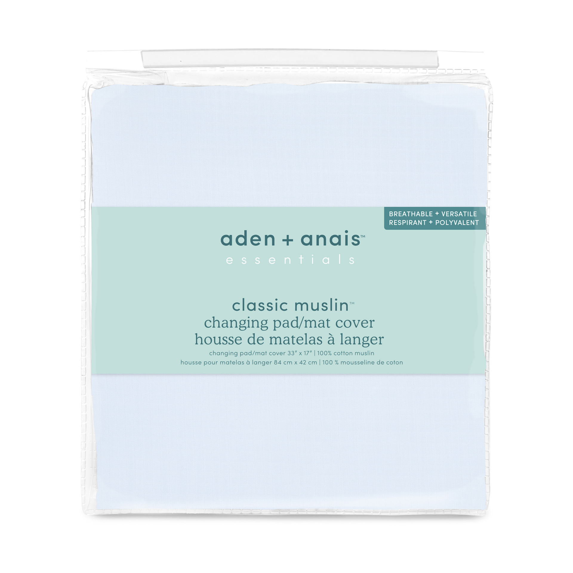 Aden + Anais Essentials Cotton Muslin Changing Pad Cover Blue
