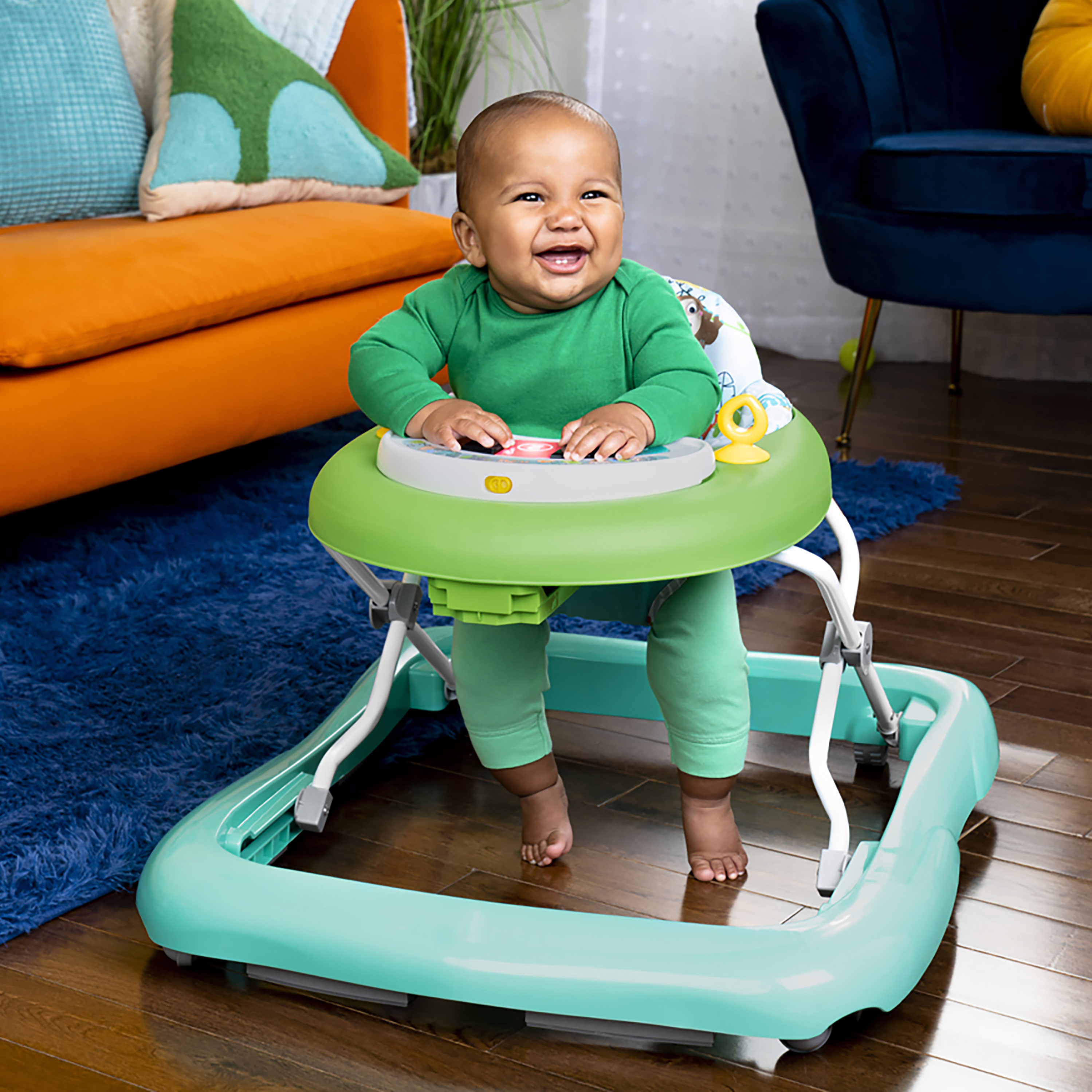 Bright Starts Tiny Trek 2-in-1 Baby Activity Walker, Jungle Vines.