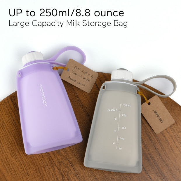 Momcozy Silicone Milk Storage Bags - Purple, 5.