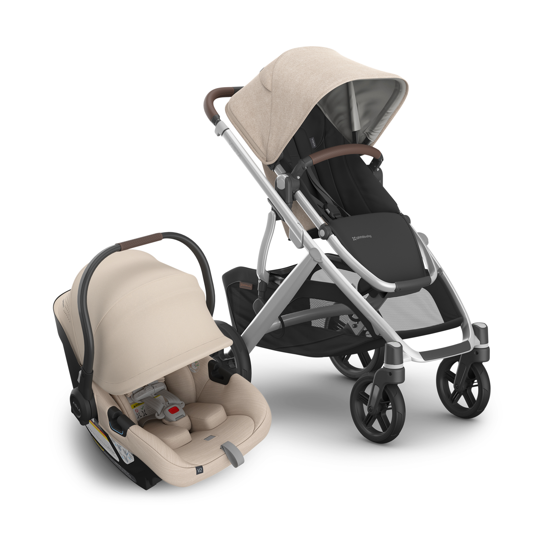 UPPAbaby Vista V3 Stroller & Aria V2 Lightweight Infant Car Seat Travel System.