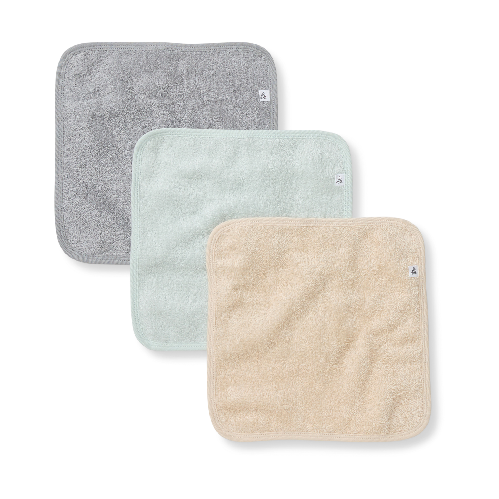  Organic Cotton Woven Terry Solid Washcloths (3 Pack).