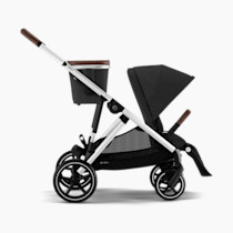 Cybex Gazelle S All-in-One Toddler and Baby Stroller with Over 20 Modular Configurations, Ergonomic Near-Flat Recline, Shopper Basket, and Compact Fold, Moon Black, Silver Frame