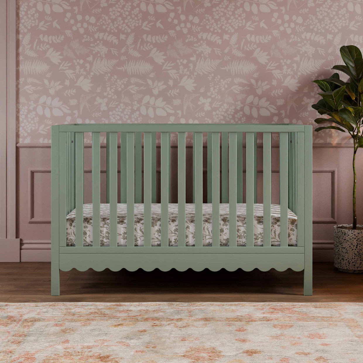 daVinci Sammy Scallop 4-in-1 Convertible Crib - Light Sage.