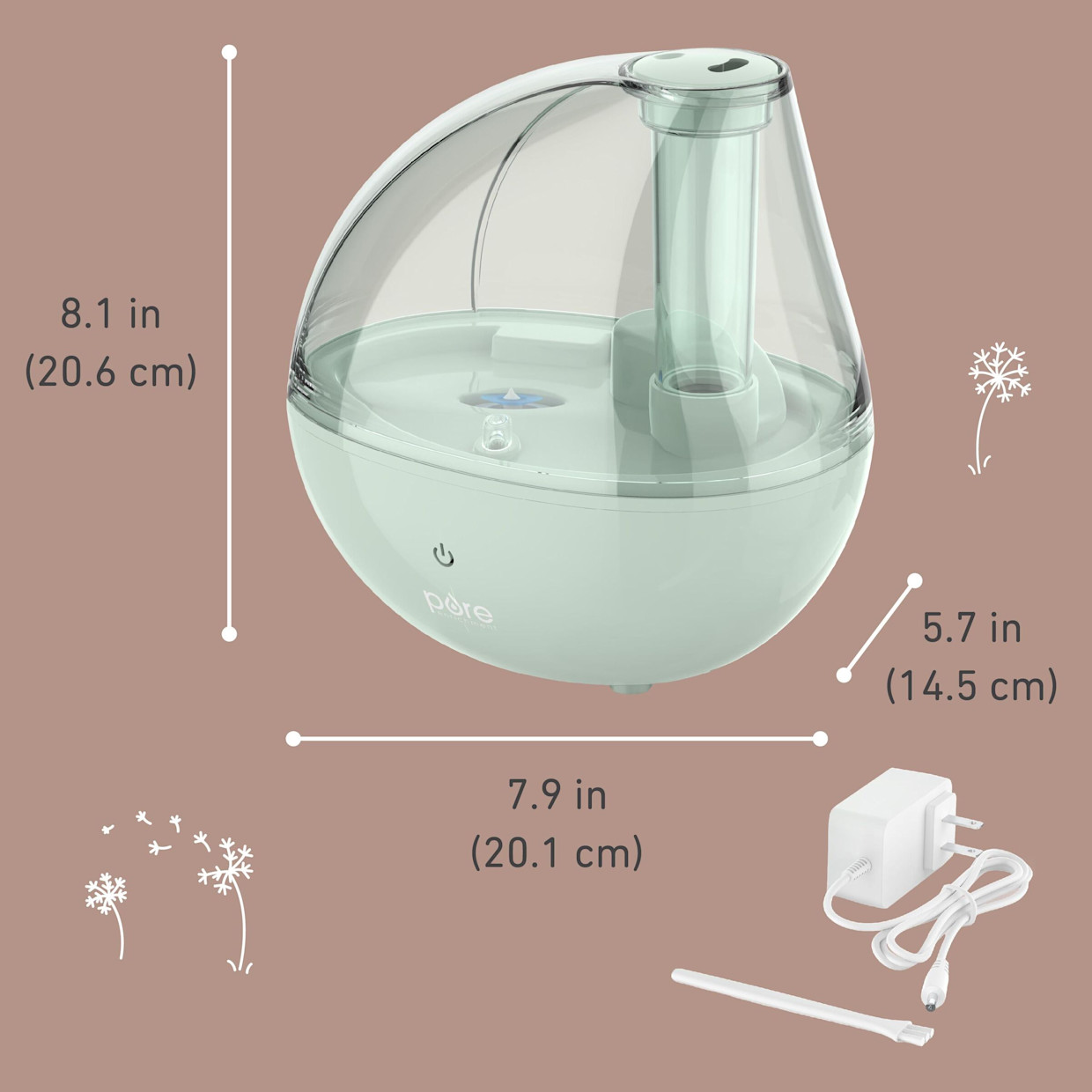 Pure Enrichment PureBaby Ultrasonic Cool Mist Humidifier & Soft Glow Night Light - Whisper Green.