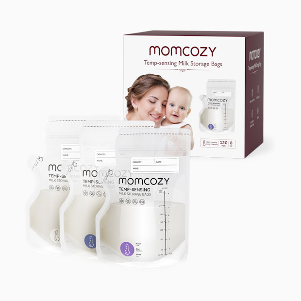 Momcozy Easy-Pour Temp-Sensing Milk Storage Bags.