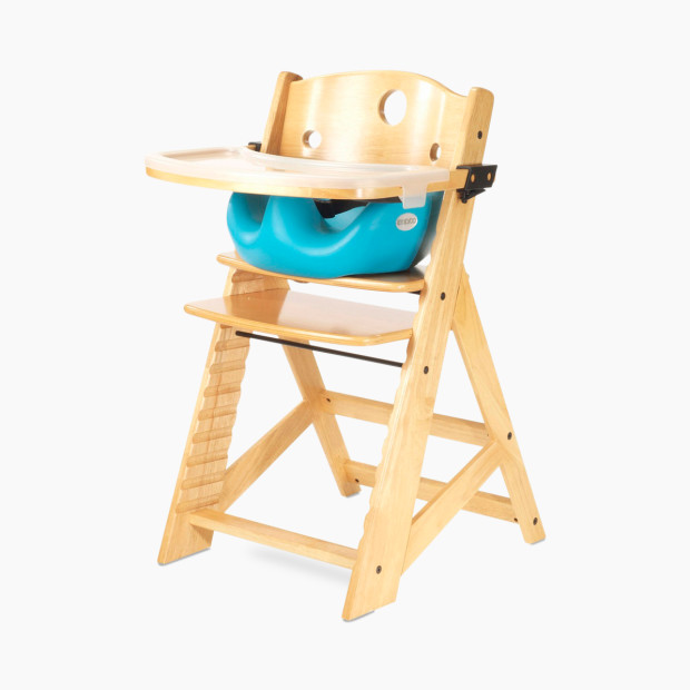 Keekaroo Height Right Highchair with Infant Insert and Tray - Natural/Aqua.