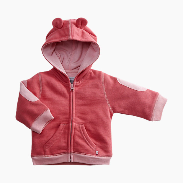 Babysoy Organic Cotton Teddy Fleece Hoodie - Blossom, 0-6 Months.