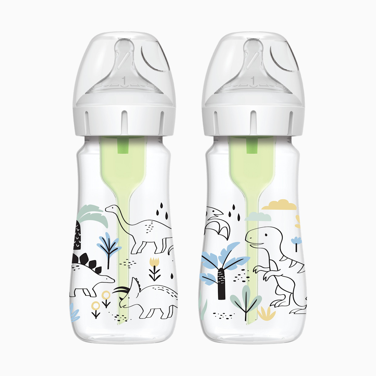 Dr. Brown's Anti-colic Options+ Wide-Neck Baby Bottle, 5oz (2 Pack) - Dino Designs, 9 Oz.