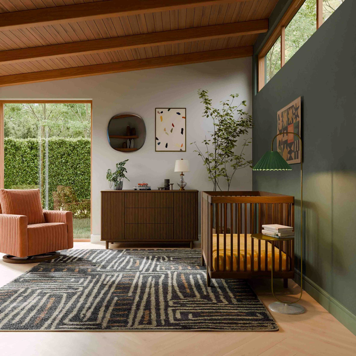 babyletto Pogo 8-in-1 Convertible Crib with All-Stages Conversion Kits - Natural Walnut.