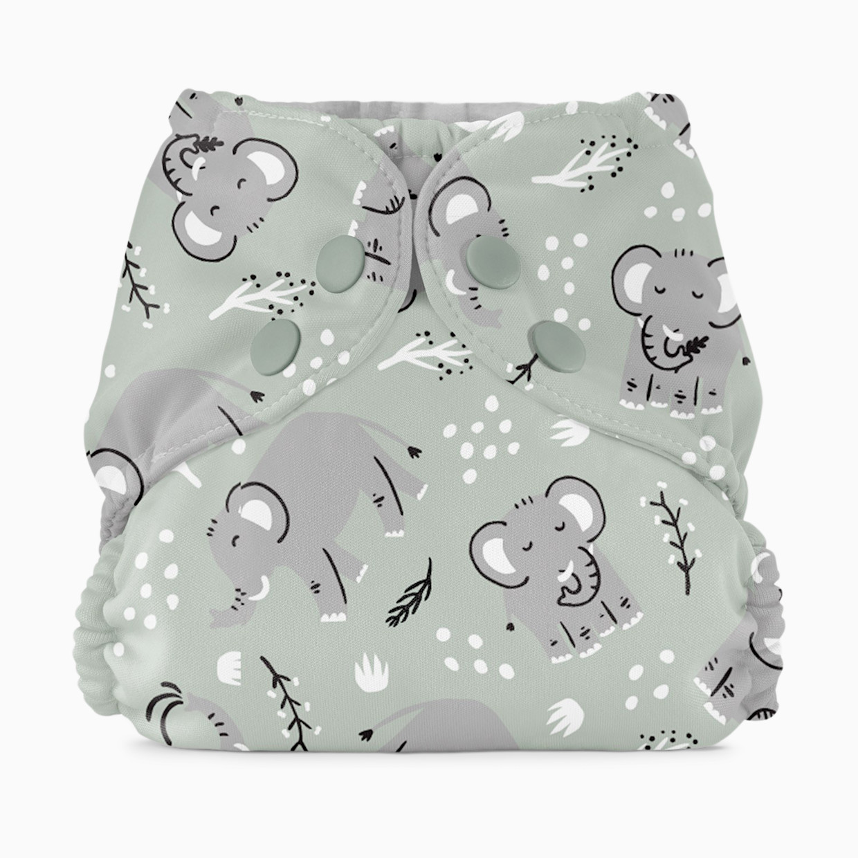 Esembly Recycled Diaper Cover (Outer) + Swim Diaper - Elephants, Size 1 (7-17 Lbs).