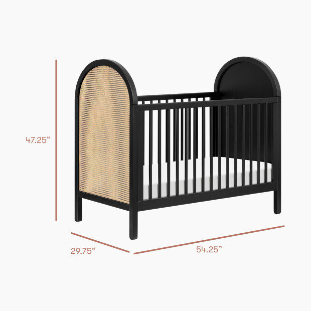 babyletto Bondi Cane 3-in-1 Convertible Crib - Black With Natural Cane.