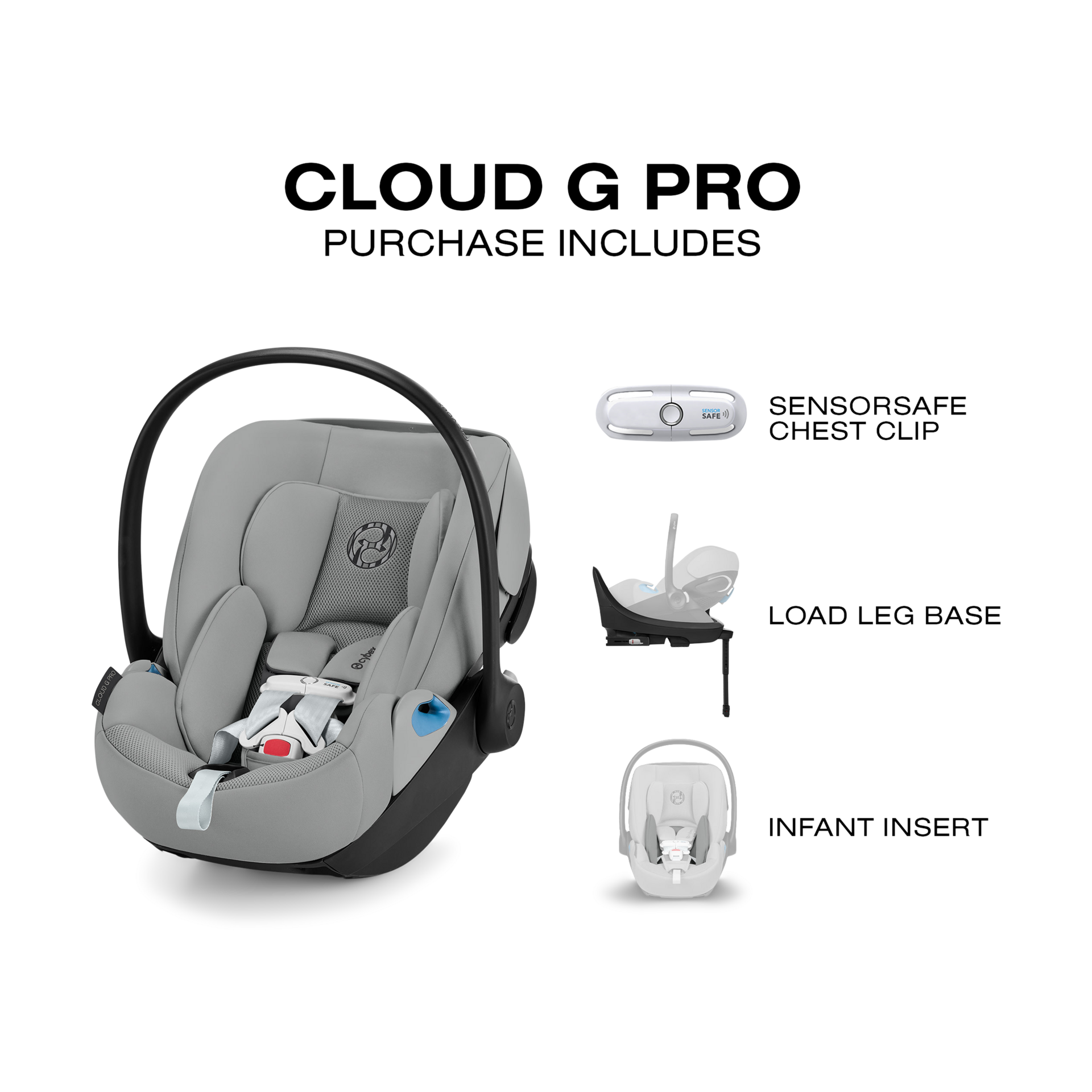 Cybex Cloud G Pro Comfort Extend Infant Car Seat - Stone Grey.